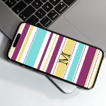 Coque Samsung Galaxy Boîtier de téléphone de Motif de bande coloré gras<br><div class="desc">Les couleurs turquoise,  violet et sable confèrent à ce design une atmosphère fraîche et estivale. Le monogramme vous assure que c'est votre téléphone !</div>
