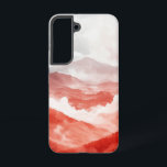 Coque Samsung Galaxy Boîtier de téléphone en calques de montagne écarla<br><div class="desc">Cette conception présente des couches de montagne douces et fluides dans des tons rouges et blancs,  créant un paysage paisible et moderne.</div>