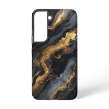 Boîtier de téléphone en marbre noir et or de luxe