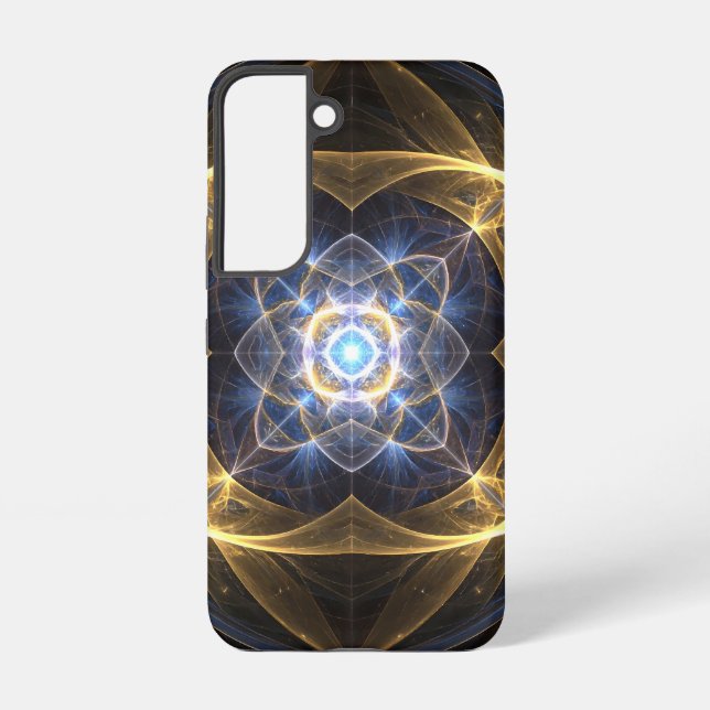 Coque Samsung Galaxy Boîtier de téléphone fractal bleu or (Verso)