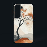 Coque Samsung Galaxy Boîtier de téléphone lumineux de l'arbre d'automne<br><div class="desc">Un arbre solitaire en pleine fleur d’automne se dresse doucement sur fond de crème,  célébrant la beauté saisonnière de la nature.</div>