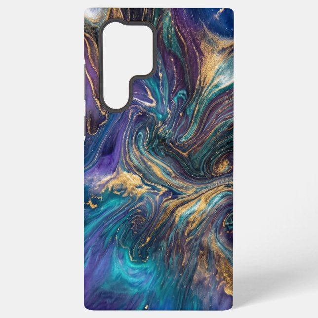 Coque Samsung Galaxy Boîtier Samsung en marbre de luxe – Abstrait bleu  (Verso)