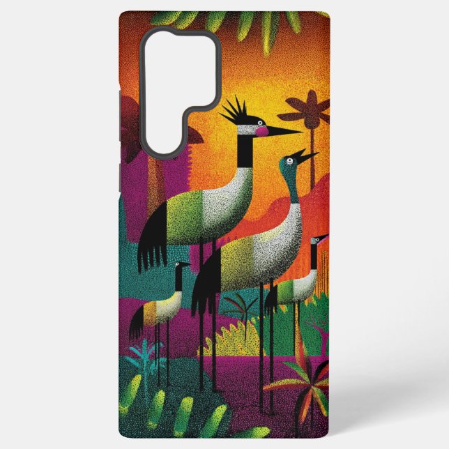 Coque Samsung Galaxy Boîtier téléphonique Jungle Pop Crowne Cranes (Verso)