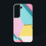 Coque Samsung Galaxy Boîtier téléphonique Motif géométrique Pastel<br><div class="desc">Ce boîtier de téléphone présente un design géométrique ludique et lumineux. Un mélange animé de formes variées dans des couleurs pastel comme le rose, le turquoise, le jaune et le blanc crée un aspect ludique et artistique. Le design a une atmosphère de papeterie élégante ou d'art moderne, ajoutant une touche...</div>