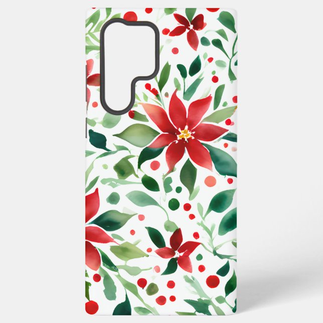 Coque Samsung Galaxy Boîtier téléphonique rouge/vert Fleurs de Noël (Verso)