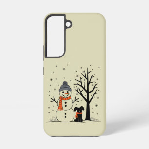 Coque Samsung Galaxy Bonhomme de neige de Noël Chien de Noël Hiver