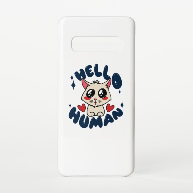 Coque Samsung Galaxy Bonjour humain Chat Mignon (Dos)