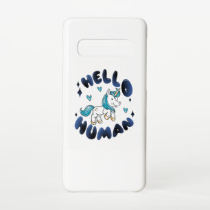 Coque Samsung Galaxy S10 Bonjour humain Lovely Unicorn