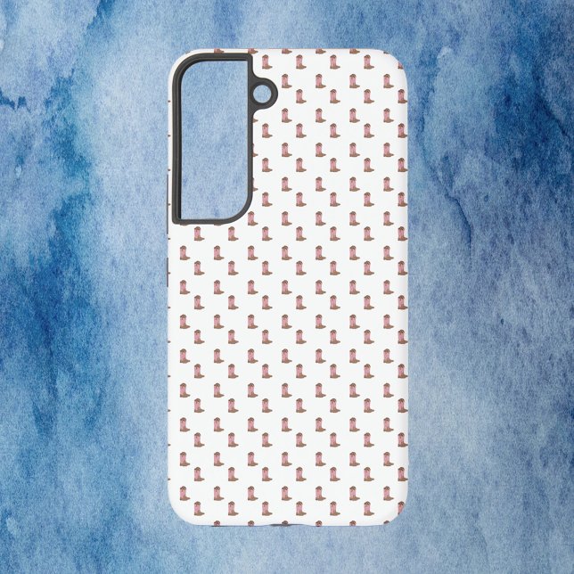 Coque Samsung Galaxy Boots de Cowboy rose Brown violet étoiles Motif (A phone case with a cowboy boot pattern in brown, pink and purple)