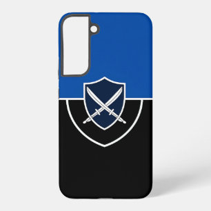 Coque Samsung Galaxy Bouclier avec Épées Croisées sur Fond Bleu et Noir