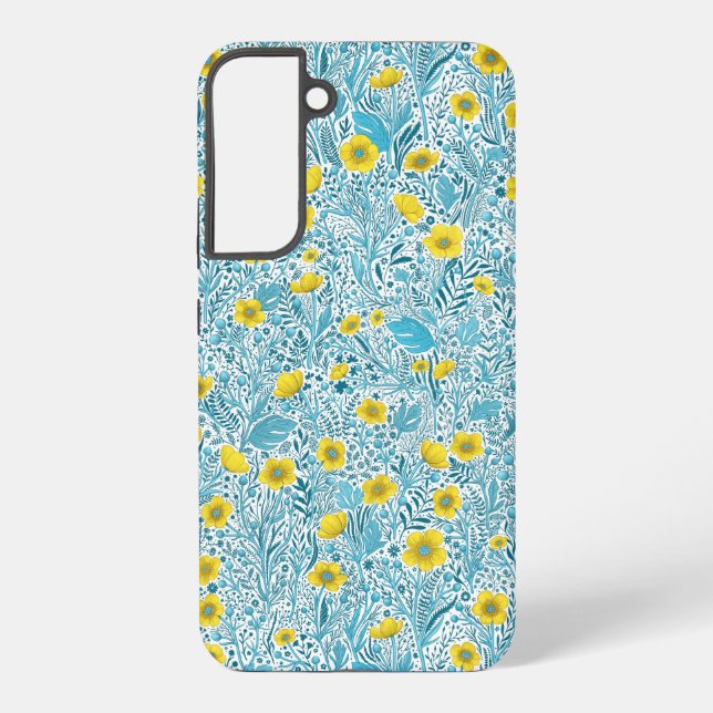 Coque Samsung Galaxy Boutons jaunes, bleus et blancs (Verso)