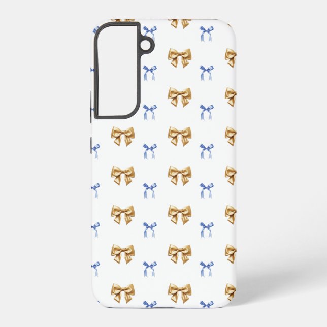 Coque Samsung Galaxy Bow Coquette Bleu et Or (Verso)