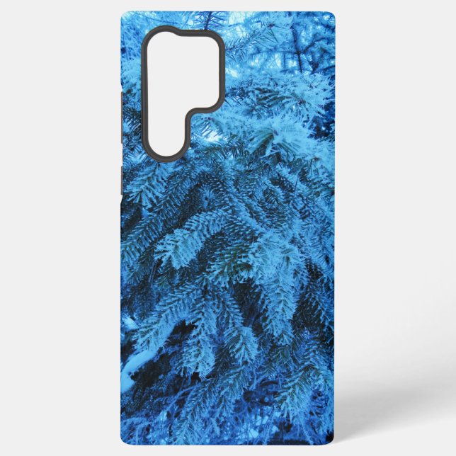 Coque Samsung Galaxy Branches d'épinette recouvertes de neige et de gel (Verso)
