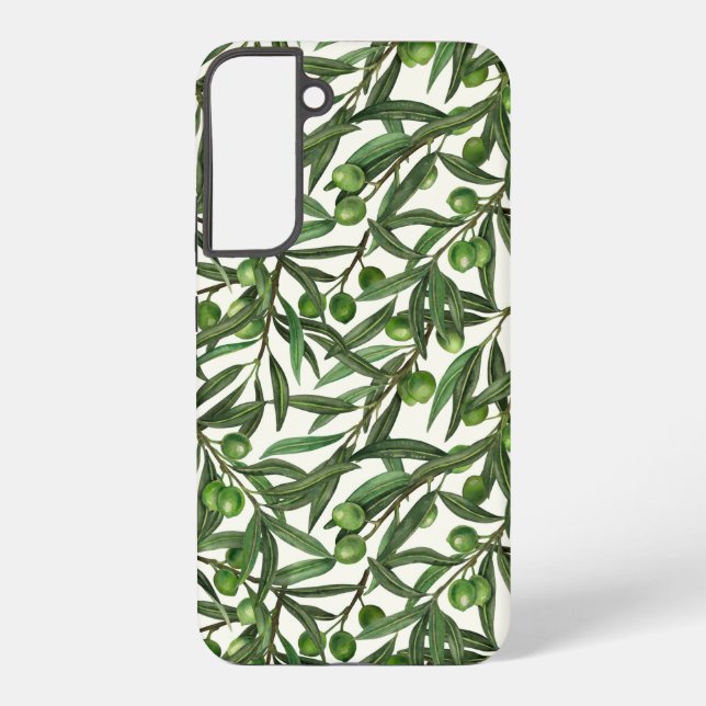 Coque Samsung Galaxy Branches d'olive sur blanc (Verso)