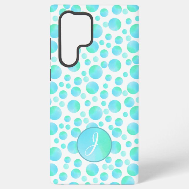 Coque Samsung Galaxy Bulles bleues turquoises Été Moderne Monogramme pe (Verso)