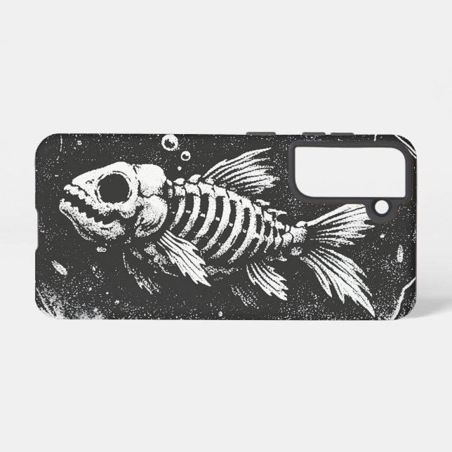Coque Samsung Galaxy "Ça va super" - Poisson rouge squelette par BurnsI (Verso Horizontal)