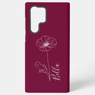 Coque Samsung Galaxy Cadeau personnalisé de fleur de naissance de pavot