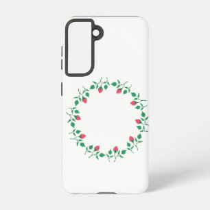 Coque Samsung Galaxy Cadre rond fleuri avec fleurs roses