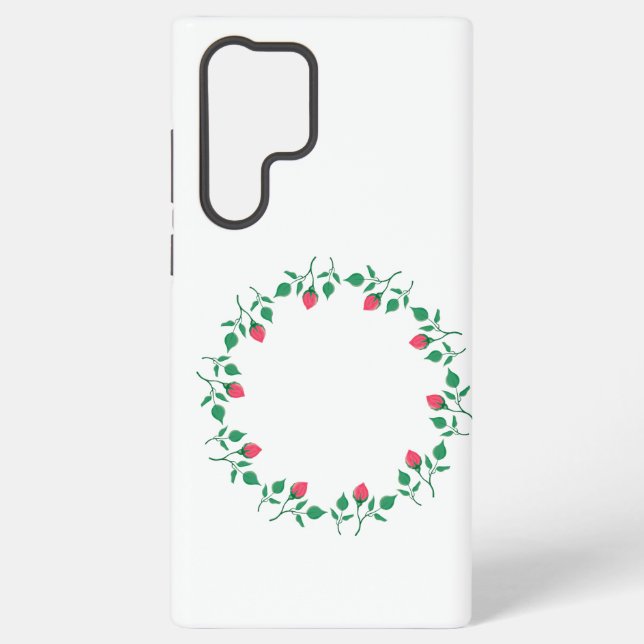 Coque Samsung Galaxy Cadre rond fleuri avec fleurs roses (Verso)