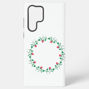 Coque Samsung Galaxy Cadre rond floral avec fleurs de roses roses