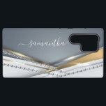Coque Samsung Galaxy Calligraphie Or Métal Monogramme Diamant Aspect 3D<br><div class="desc">Tout scintillement ou diamant dans le design sont des photos et simulés.</div>