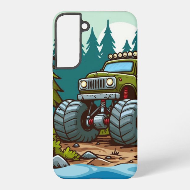 Coque Samsung Galaxy Camion Monster Vert dans la forêt (Verso)