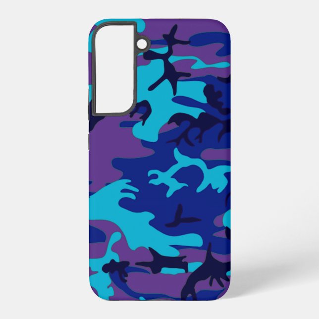 Coque Samsung Galaxy Camouflage bleu foncé et violet (Verso)