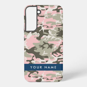 Coque Samsung Galaxy Camouflage rose et vert Votre nom Personnalisez