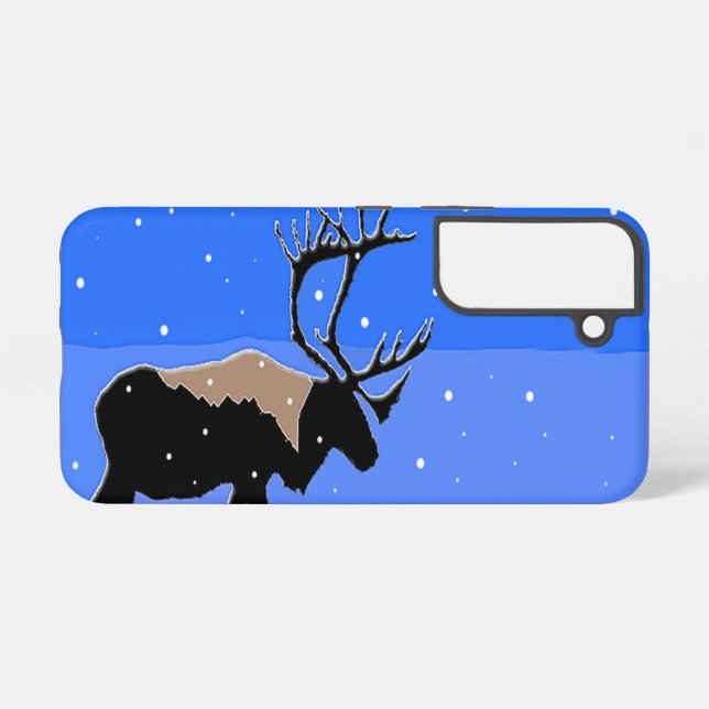 Coque Samsung Galaxy Caribou en hiver - Art original de la faune (Verso Horizontal)