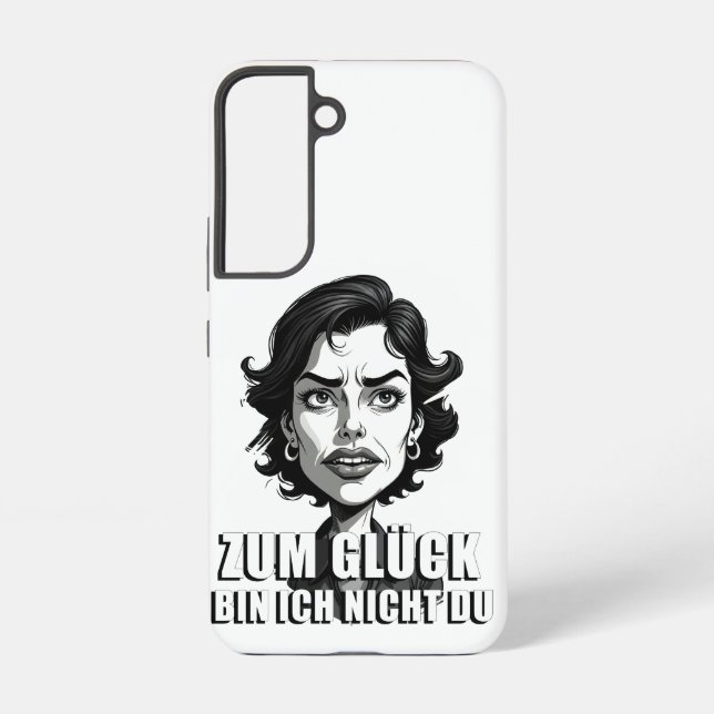 Coque Samsung Galaxy Caricature avec citation « heureusement… » (Verso)