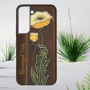 Coque Samsung Galaxy Carreau à l'aspect vieilli Pavot Jaune