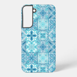 Coque Samsung Galaxy Carreaux décorés en bleu et blanc