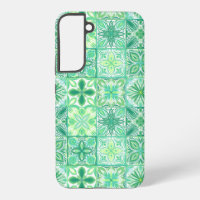 Carreaux décorés en vert et blanc