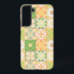 Coque Samsung Galaxy Carreaux ornés en vert et jaune<br><div class="desc">Carrelage coloré dessiné à la main,  décoration florale,  carrelage orné</div>