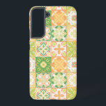 Coque Samsung Galaxy Carreaux ornés en vert et jaune<br><div class="desc">Carrelage coloré dessiné à la main,  décoration florale,  carrelage orné</div>