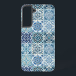 Coque Samsung Galaxy Carrelage méditerranéen, Portugais, Azulejo, Majol<br><div class="desc">Motif élégante,  élégante et raffinée avec carrelage méditerranéen bleu et blanc. Un cadeau moderne et tendance,  parfait pour les amoureux de l'Azulejo dans votre vie.</div>