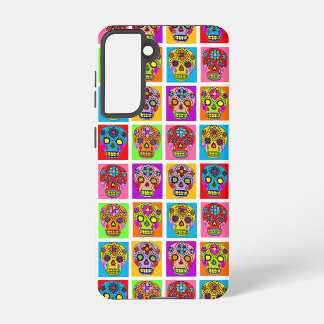 Coque Samsung Galaxy Carrés Crâne de Sucre (Verso)