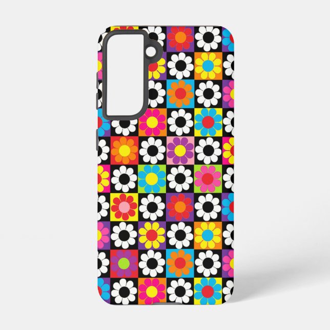 Coque Samsung Galaxy Carrés Pop Flower Power (Verso)