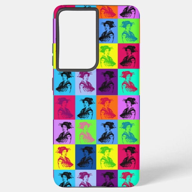 Coque Samsung Galaxy Carrés Pop Geisha (Verso)