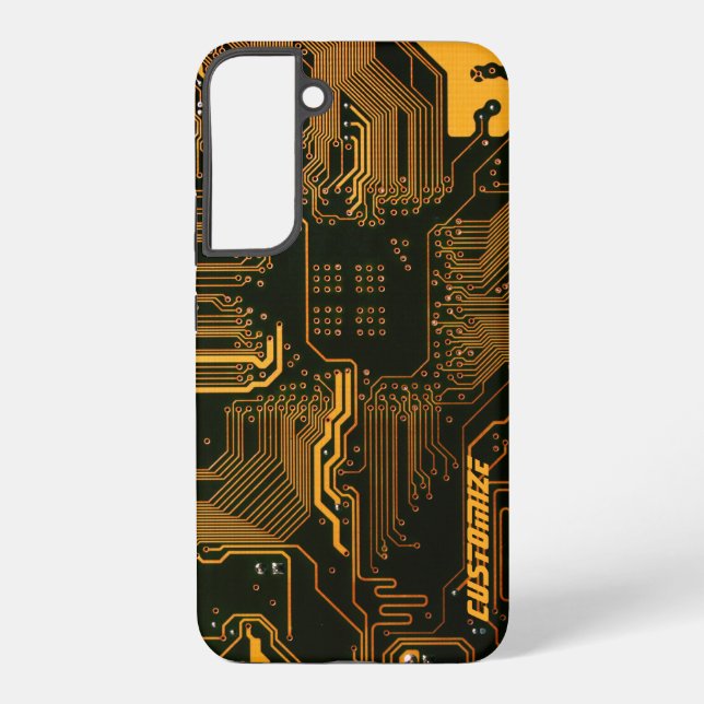 Coque Samsung Galaxy Carte circuit orange PCB personnalisée geek Out (Verso)
