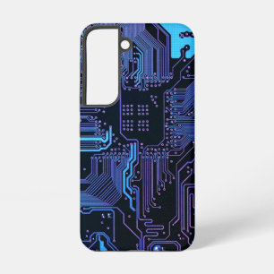 Coque Samsung Galaxy Carte cool de circuit d'ordinateur bleu