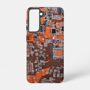 Coque Samsung Galaxy Carte de circuit Geek d'ordinateur Orange