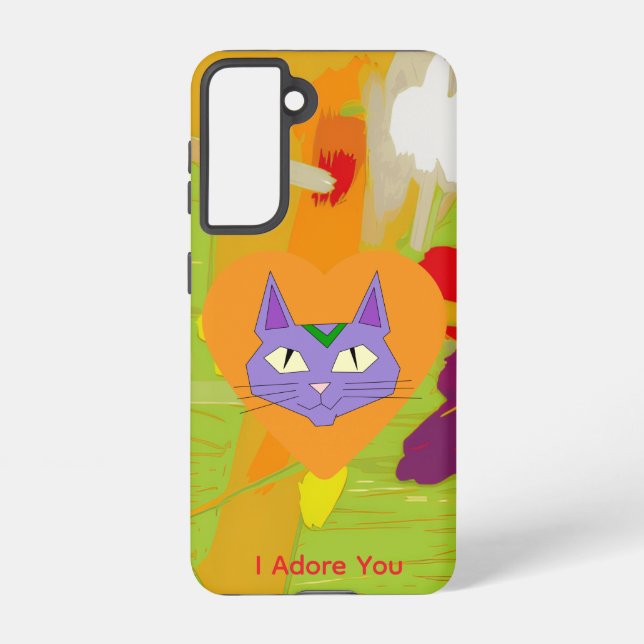 Coque Samsung Galaxy Cat Love Heart Samsung Galaxy Phone Case (Verso)