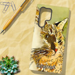 Coque Samsung Galaxy Cat Lover Red Tabby Watercolor Heart Nose<br><div class="desc">This design features a watercolor filter close-up photograph of a red tabby cat bathed in side light with a pink heart nose. Personalize or remove the template text or use the edit design tool to select a font style,  size and color you prefer.</div>