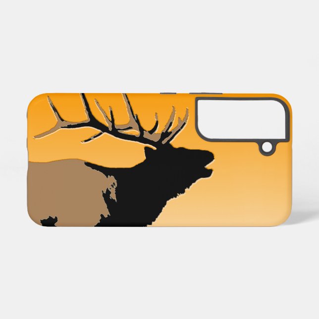 Coque Samsung Galaxy Cerf élaphe bugle au coucher du soleil,  Œuvre d'a (Verso Horizontal)