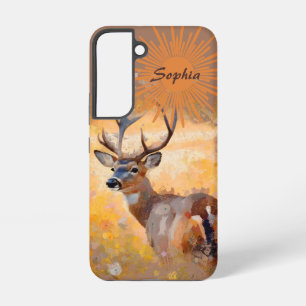 Coque Samsung Galaxy Cerf majestueux dans un champ de fleurs sauvages