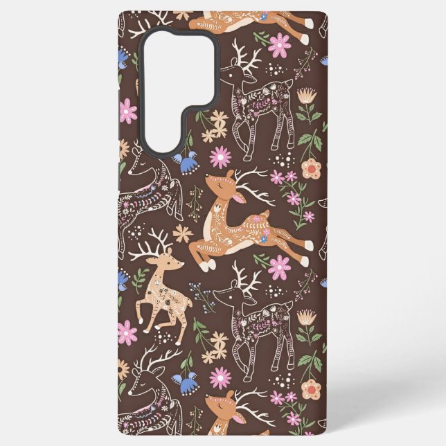 Coque Samsung Galaxy Cerfs et botaniques enchantés rustiques (Verso)