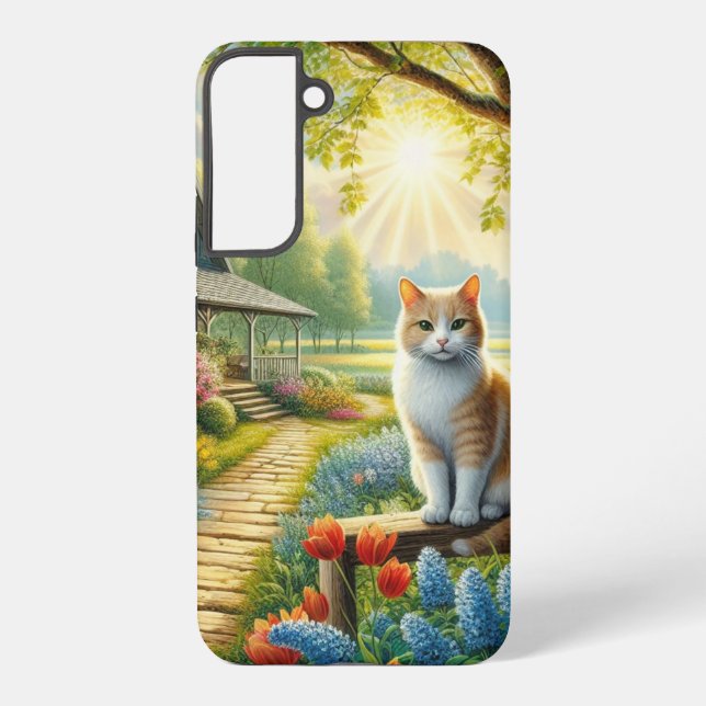 Coque Samsung Galaxy Chalet de printemps/jardin & chat (Verso)