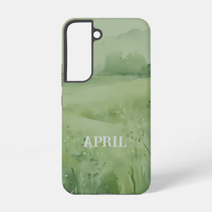 Coque Samsung Galaxy Champ de fleurs sauvages en aquarelle verte