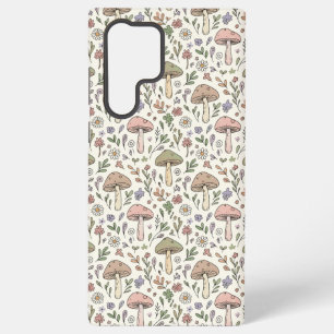 Coque Samsung Galaxy Champignons Crème Douce Motif Sans Couture